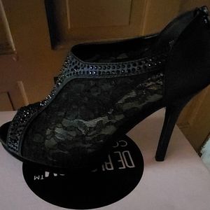 Black lace high heels